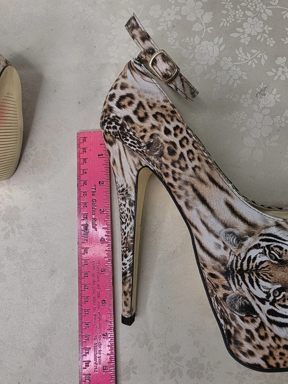 Bumper Animal Print Platform Heels Pumps Tiger Leopard Stiletto Size 7.5